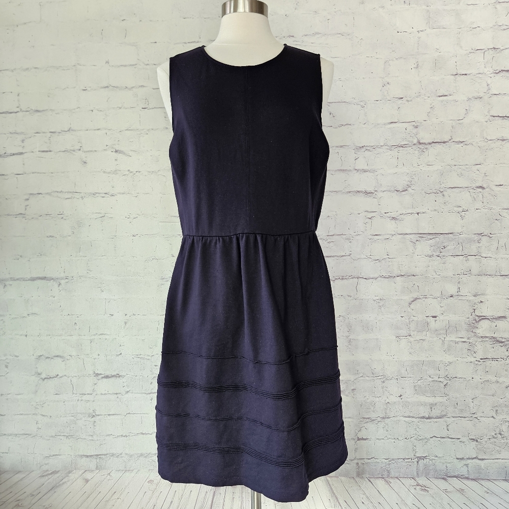J. Crew Factory Black Sleeveless Pleated Ponte Shift Dress 12